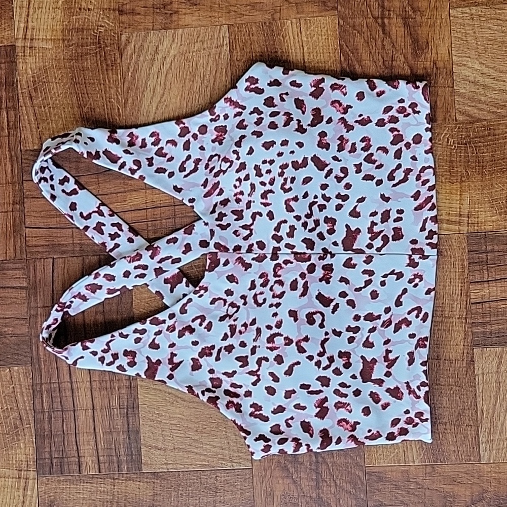 JoySpels (Amazon) Burgundy White Leopard Crop Bra